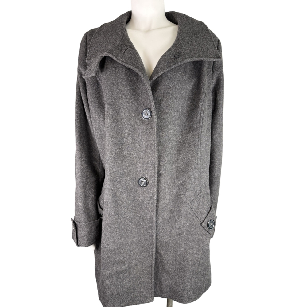 Kristen Blake Charcoal Gray Wool Blend Button Coat Women’s XXL